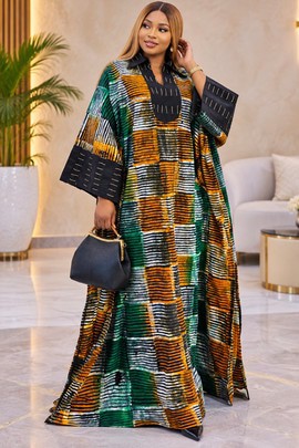 Boubou en adire et aso-oke