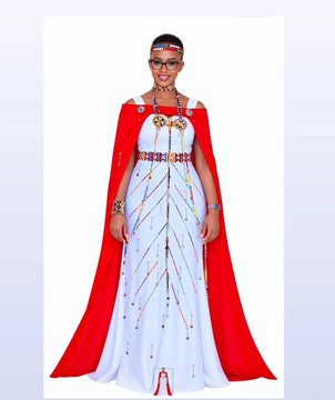 Beaded Maasai dress with a matching shawl