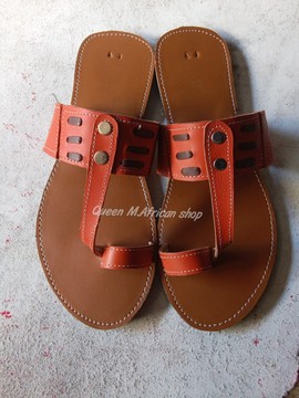 Femmes africaines Maasai sandales / cuir uni / sandales plates