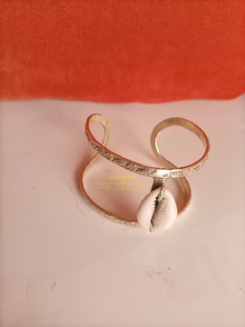 Brass cuff, African cowrie shell cuff , statement bracelet