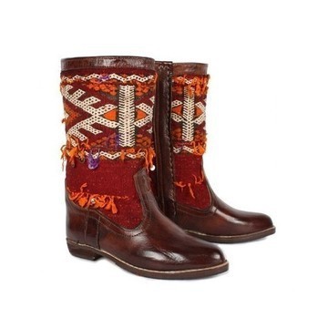 BIG SALE! Genuine leather boots with Kilim Handmade by Cuiroma craftsmen in Morocco