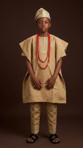 Boys Traditional Agbada Set – Gold Embroidered Dansiki