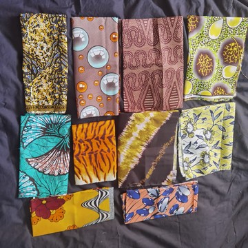 Lot de 10 Coupons Tissus pagne Cameroun en coton léger 45x60