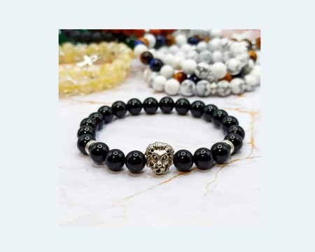 Brilliant Onyx "lion's head" bracelet - in natural stone from Madagascar