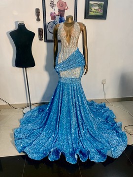 Prom queen powder blue prom dress