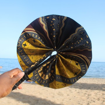 Folding Hand Fan – Luxe Mocha  Ankara Print