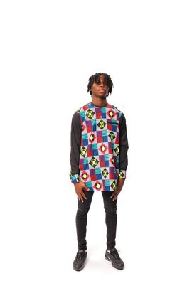 Chemise à manches longues imprimé africain Ankara Mix, chemise imprimée cire, chemise Ankara, mode homme Ankara