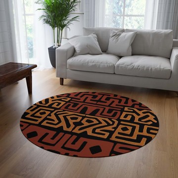 Kuba Colorful Round Rug Tribal Carpet Brown (LARGER SIZES AVAILABLE)