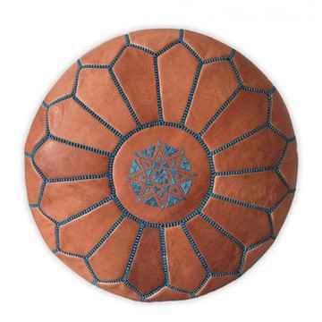 Pouf en vrai cuir naturel Marron pour salon