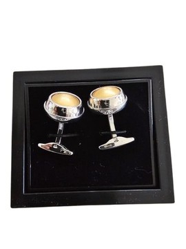 Gold Disc Cufflinks in Silver Rings