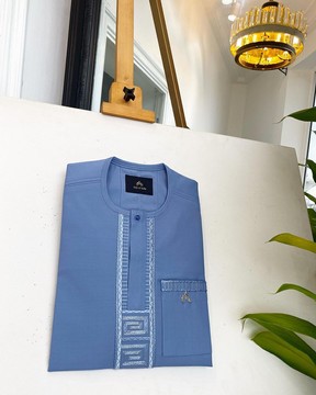 A Carolina blue, embroidery front flap senator kaftan native.
