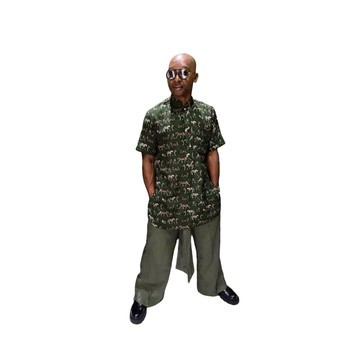 Green Isi Agu Shirt, Green Print Patterned Shirt