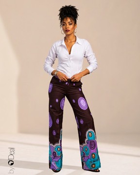 Pantalon grande taille haute imprimé premium wax