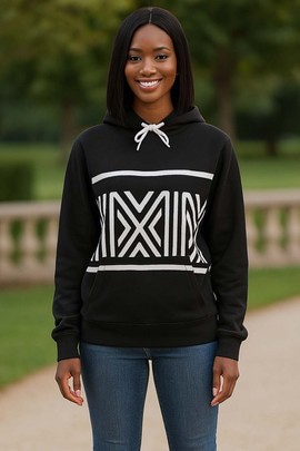 Tribal Pattern Hoodie African Print Black and White