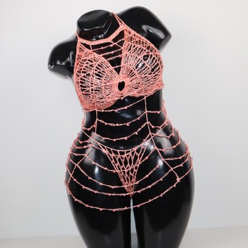 Ensemble de lingerie, Lingerie tricotée main, artisanale, faits main, Lingerie en tricot