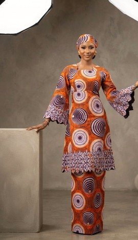 imprimé Ankara orange et violet pour femmes