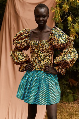 Luchi African Print Top (Black/yellow)