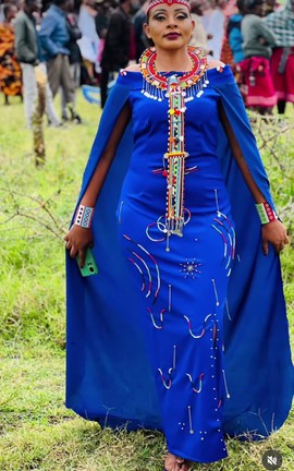Beaded Maasai dress with a matching shawl