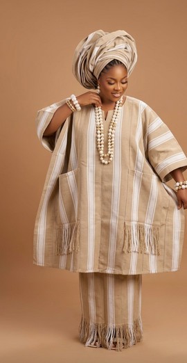 Aso-Oke Agbada &amp; Skirt Two-Piece Set|Wedding|Ceremonialoutfit|Casual outfit|Naming Outfit