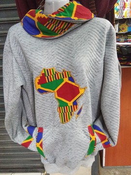 African Women hoodie/light cotton/witha touch of ankara
