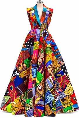 Robe longue audacieuse en patchwork Ankara – Robe d’exception colorée à imprimé africain Pinterest Description