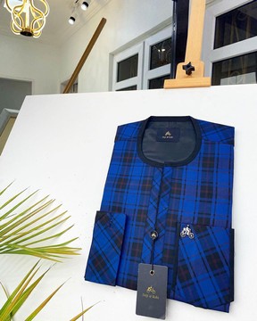 A blue, Black &amp; Wine check kaftan