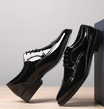 Men's Handcrafted Dark Black Cap-Toe Oxford Shoes – Brogued Formal Business Leather