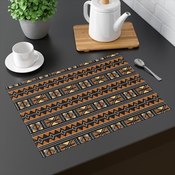 (TWO PIECES) African Placemat Afrocentric Mudcloth Print (MORE SIZES AVAILABLE)