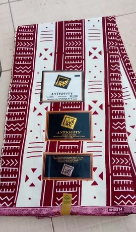 Wax fabrics 100% cotton 1 yard "Bogolan burgundy and white"