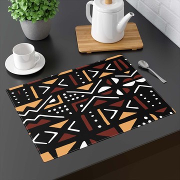 (TWO PIECES) Tabletop Placemat African Mudcloth Boho Pattern(MORE SIZES AVAILABLE)