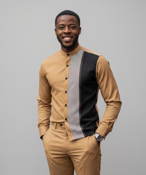 Desert Block Long Sleeve Shirt and Trousers Set | Men's Slim Fit Business Casual Suit