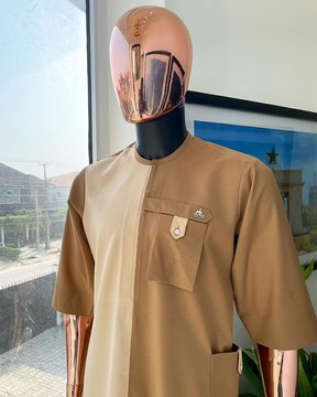 A Tortilla &amp; Peanut brown, combat front and side pocket with Clear view Swarovski stone Kaftan