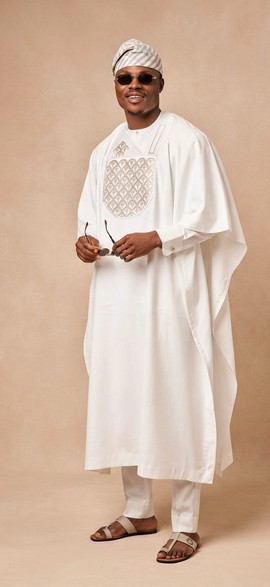Ensemble Agbada blanc pour homme