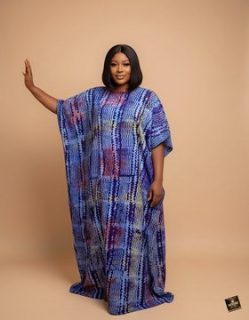 Royal Amethyst Swirl Adire Silk Kaftan