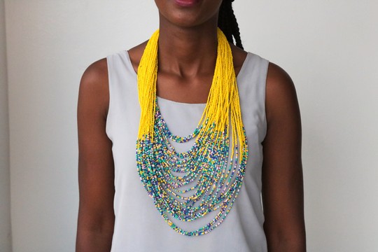 African beaded necklace, Fringe necklace, Maasai necklace,Zulu necklace