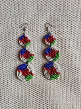 African beaded masai earrings, Beaded drop earrings, Beaded tribal earrings, Elegant earrings