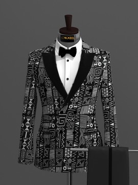 BLACK-WHITE KAMPALA DOUBLE BREASTED SUIT......................BEST SELLER
