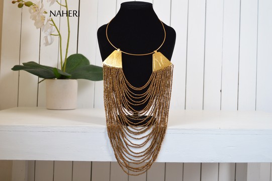 Collier de perles africaines | Bijoux africains | Collier en laiton perlé