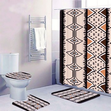 Cultural Unique Bath Mat White and Black Bathroom Rug (LARGER SIZES AVAILABLE)