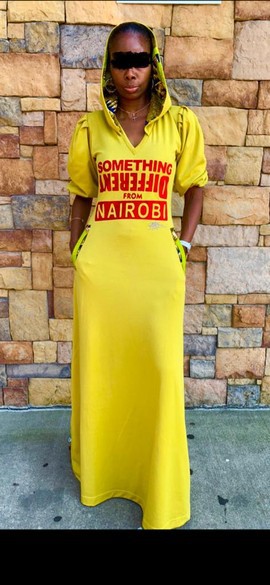 Black SOMETHING DIFFERENT FROM NAIROBI HOODED MAXI DRESS