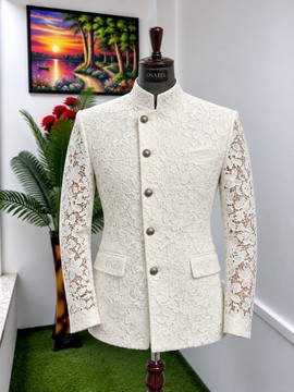 Ensemble mandarin en dentelle florale ivoire OKXEEL