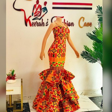 Kente print long dress,African flare mermaid prom dress,Ankara women clothing, African gowns