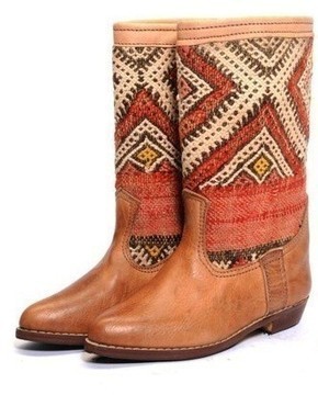 BIG SALE! Genuine leather boots with Kilim Handmade by Cuiroma craftsmen in Morocco
