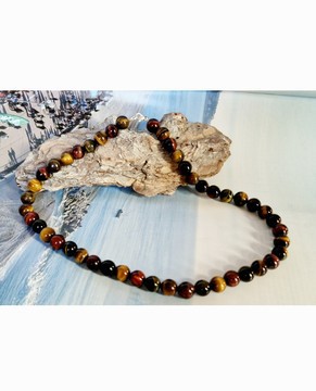 Men's necklace 3 eyes: bull/tiger/hawk/natural stone from Madagascar