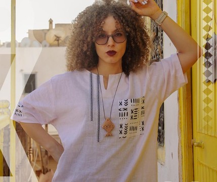 Unisex pink Berber shirt, Traditional Berber shirt, ethnic linen shirt, made in Tunisia