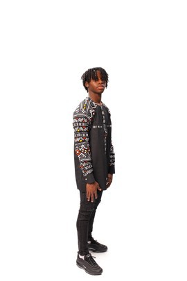 Bogolan Print Ankara Mix Long Sleeve Shirt, Bogolan Wax Print Shirt, Ankara Shirt, Ankara Fashion