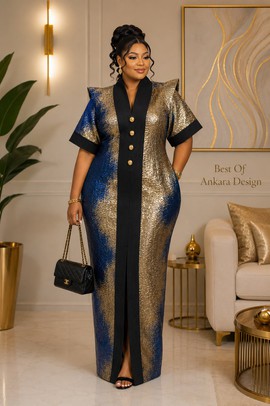 Luxury Metallic Brocade Maxi Dress