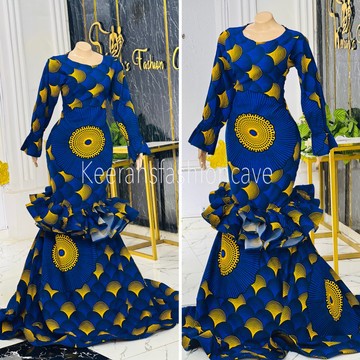 Ankara print long mermaid dress, African women gown, Africans  print dress