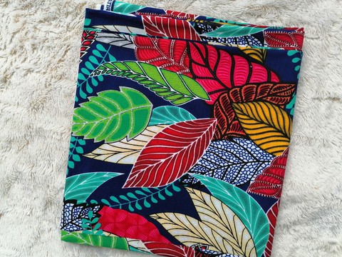 Pure cotton African Wax Fabric Coupon 10 cm "leaves of life"