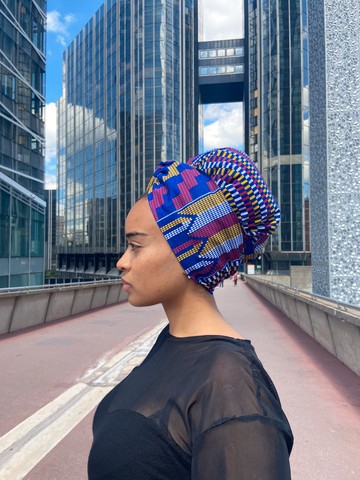 Beautiful “Blue kente” wrap hat/turban
